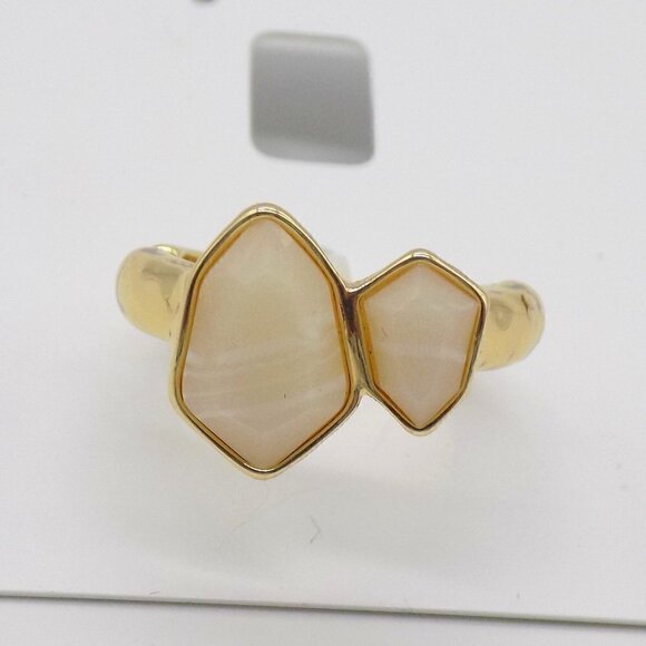 Style & Co Gold-Tone Imitation double Stone Stretch Ring - Picture 3 of 5